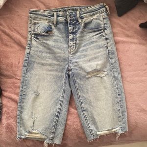 American Eagle Super Hi Rise Biker denim shorts. Size 6.